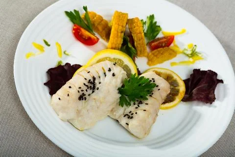 Steamed cod fillets Stock Photos