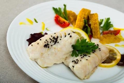Steamed cod fillets Stock Photos
