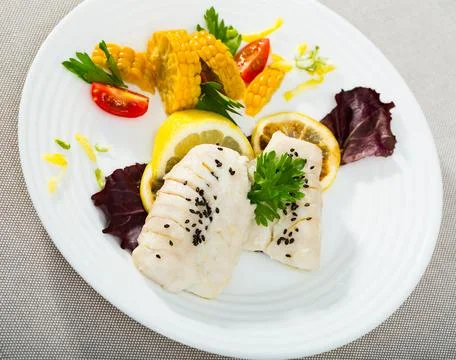 Steamed cod fillets Stock Photos
