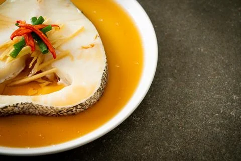 Steamed Cod Fish with Soy Sauce Stock Photos