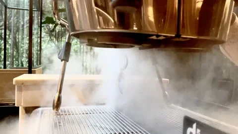 Steamed coffee machine Stock Footage 142321545