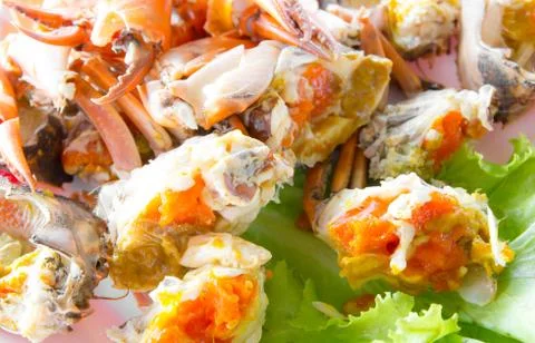 Steamed crab eggs Stock Photos