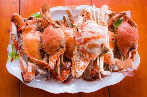 Steamed crabs Stock Photos