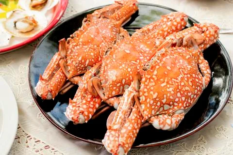 Steamed crabs Stock Photos
