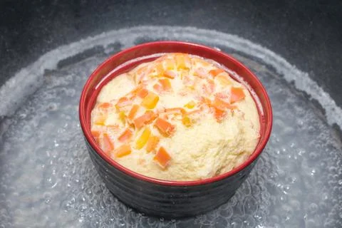 Steamed Egg with shrimp Foto stock