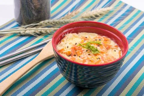 Steamed Egg with shrimp Foto stock