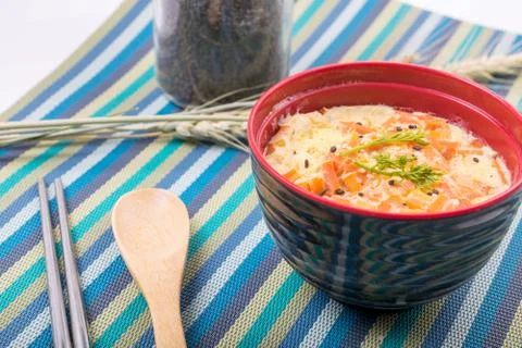 Steamed Egg with shrimp Foto stock