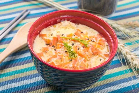 Steamed Egg with shrimp 库存照片