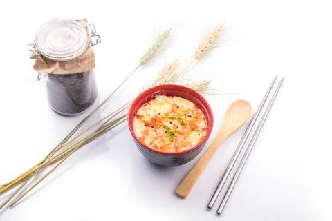 Steamed Egg with shrimp Foto stock