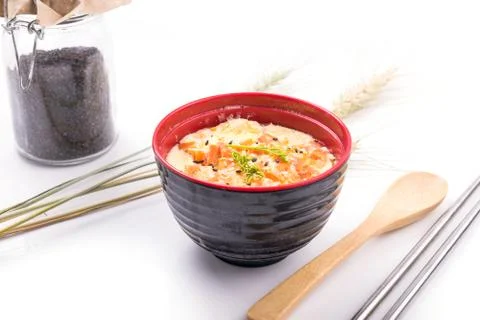 Steamed Egg with shrimp 库存照片