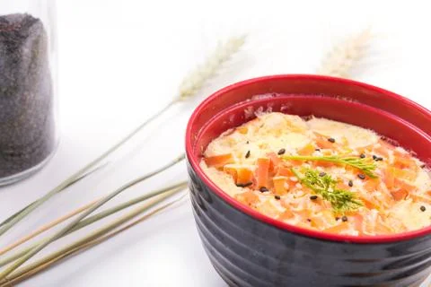Steamed Egg with shrimp Foto stock