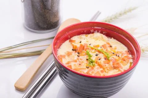 Steamed Egg with shrimp 库存照片