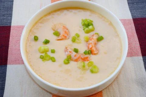 Steamed Egg with shrimp. Stock Photos