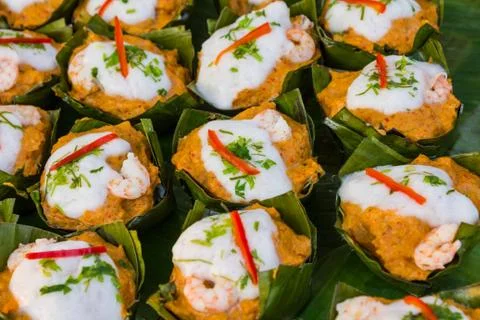 Steamed fish with curry paste Stock Photos