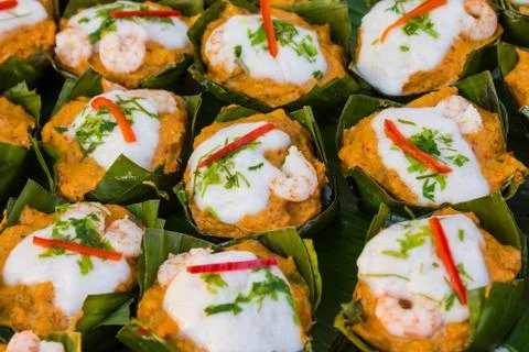Steamed fish with curry paste Stock Photos