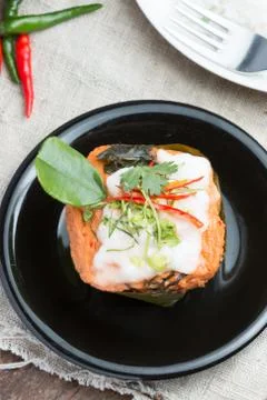 Steamed fish with curry paste. Stock Photos