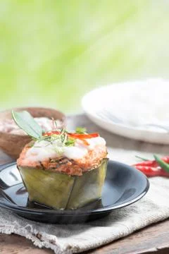 Steamed fish with curry paste. Stock Photos