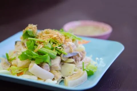 Steamed fish on dish Stock-Fotos