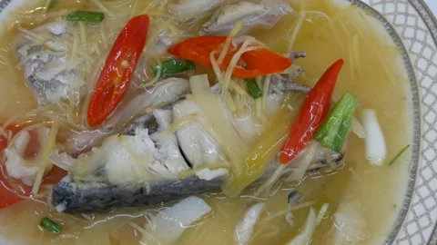 Steamed fish with vegetables Stock Footage 161623460