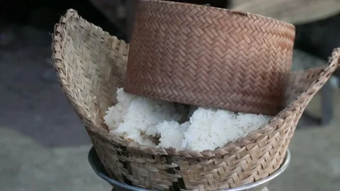 Steamed glutinous rice Stock Footage 205531202