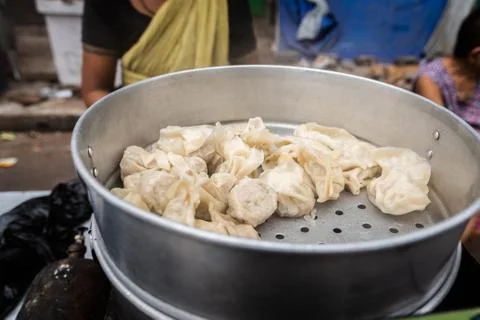 Steamed Momos. Stock Photos