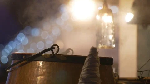 Steamed Mulled wine in deep pot Stock Footage 71236371