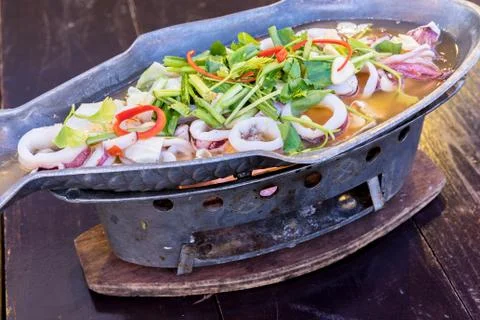 Steamed octopus with lime Stock Photos