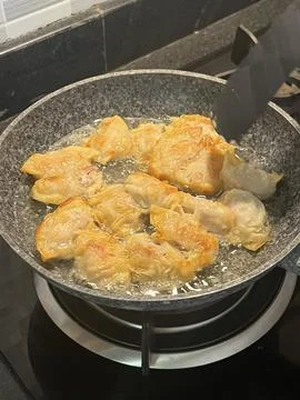 Steamed or fried Korean mandu dumplings filled with a savory mix of meat an.. Stock Photos