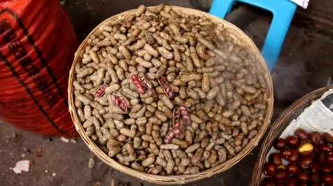 Steamed peanuts on a steaming tray 스톡 동영상 512996