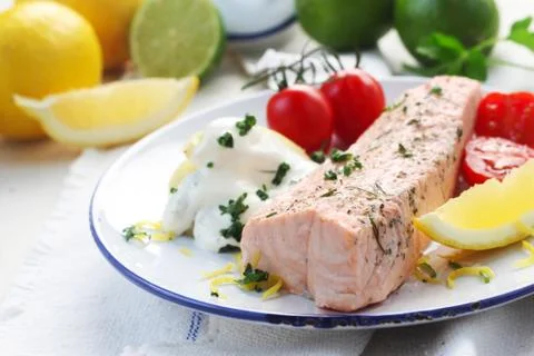 Steamed Salmon Foto stock