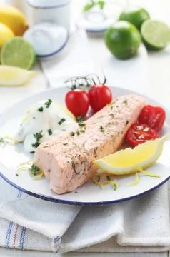 Steamed Salmon Stock Photos