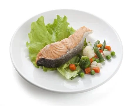 Steamed salmoon Stock Photos