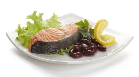 Steamed salmoon Stock Photos