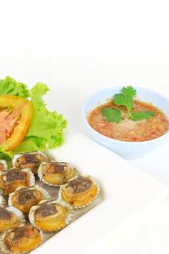 Steamed scallop on white background Stock Photos