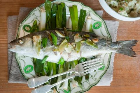 Steamed seabass Stock-Fotos