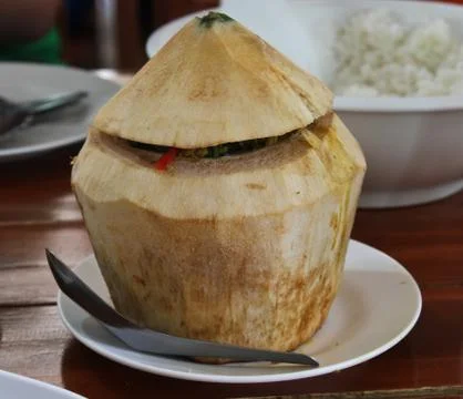 Steamed seafood pudding Stock Photos