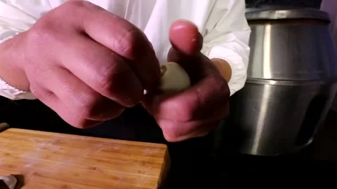 Steamed stuffed bun with hand Stock Footage 236550722