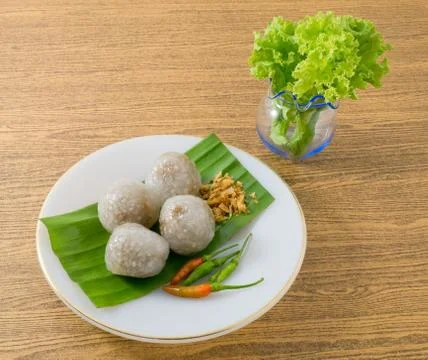 Steamed Tapioca Balls Made From Glutinous Rice Stock Photos