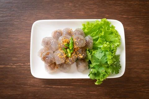 Steamed Tapioca Dumplings with Pork Stock Photos