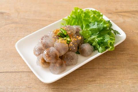 Steamed Tapioca Dumplings with Pork Stock Photos