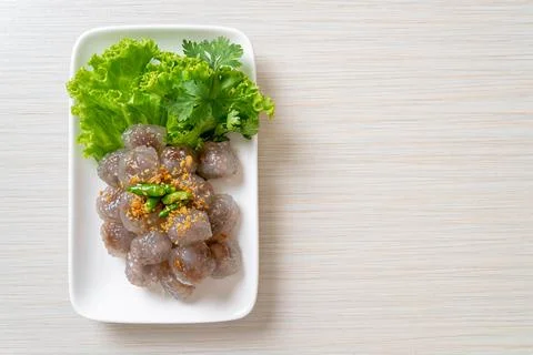 Steamed Tapioca Dumplings with Pork Stock Photos