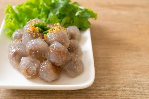 Steamed Tapioca Dumplings with Pork Stock Photos