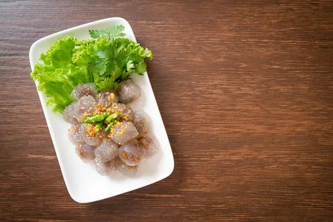 Steamed Tapioca Dumplings with Pork Stock Photos