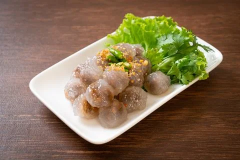 Steamed Tapioca Dumplings with Pork Stock Photos