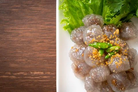 Steamed Tapioca Dumplings with Pork Stock Photos