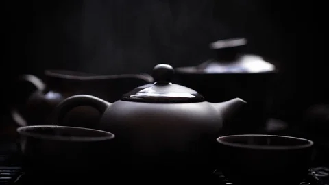 Steamed tea set Stock Footage 113113650