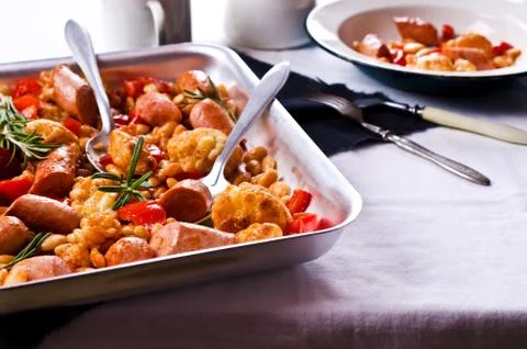 Steamed vegetables with beans Stock Photos