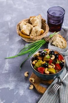Steamed vegetables with olives Stock Photos
