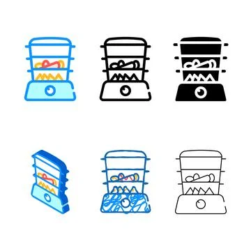 Steamer kitchen device color icon vector multipack Stock Illustration