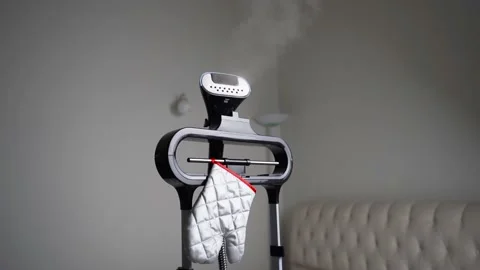 The steamer is ready to work. A large jet of steam up. Stock Footage 140332005